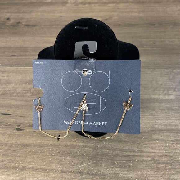 Melrose & Market Gold Chain Strap Holder Reading Glasses Face Mask Butterfly - Picture 1 of 6